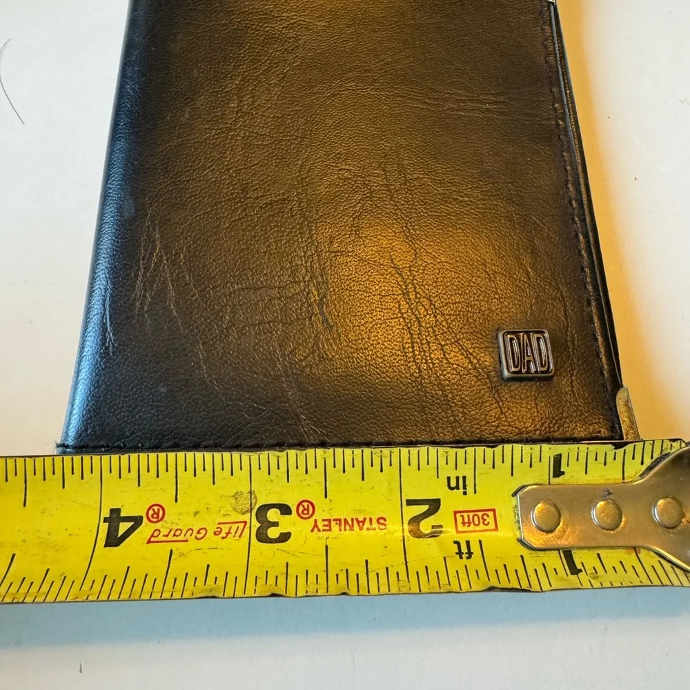 Vintage Black Faux Leather Vinyl DAD Men’s Bifold Wallet